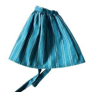 My First Barbie Teal Blue White Stripe Doll Apron Skirt  #4870 Vintage 70s‎